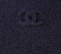 Chanel Navy Cashmere Zip Sweater