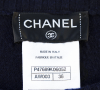 Chanel Navy Cashmere Zip Sweater