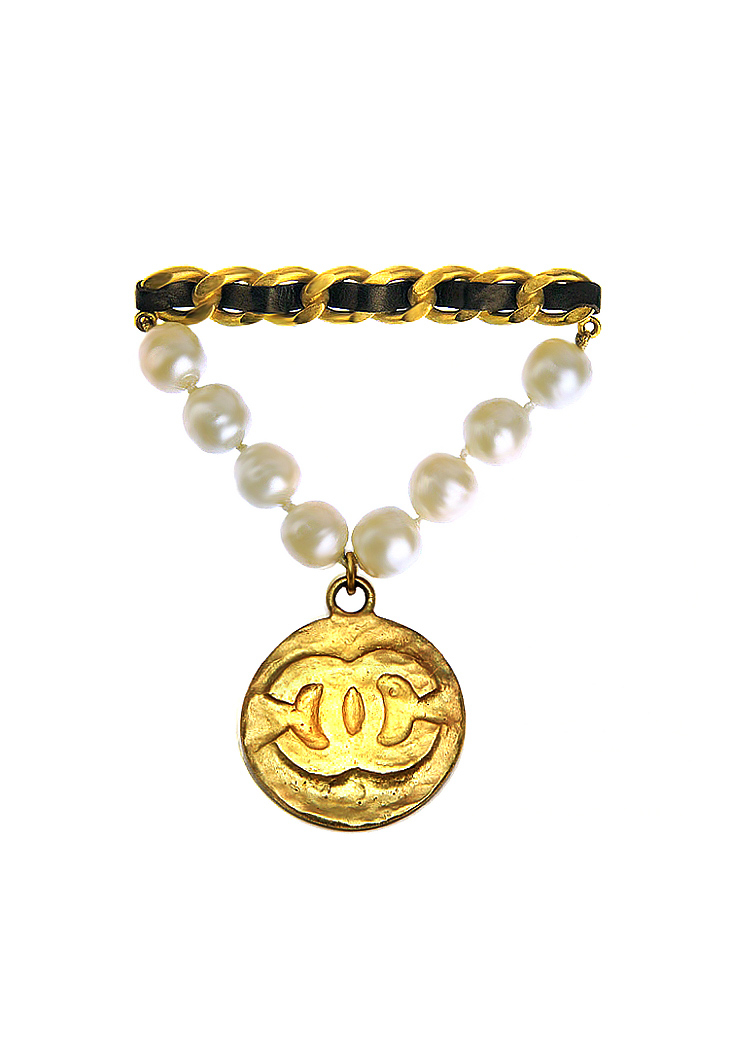 Chanel Pearl Medal Brooch