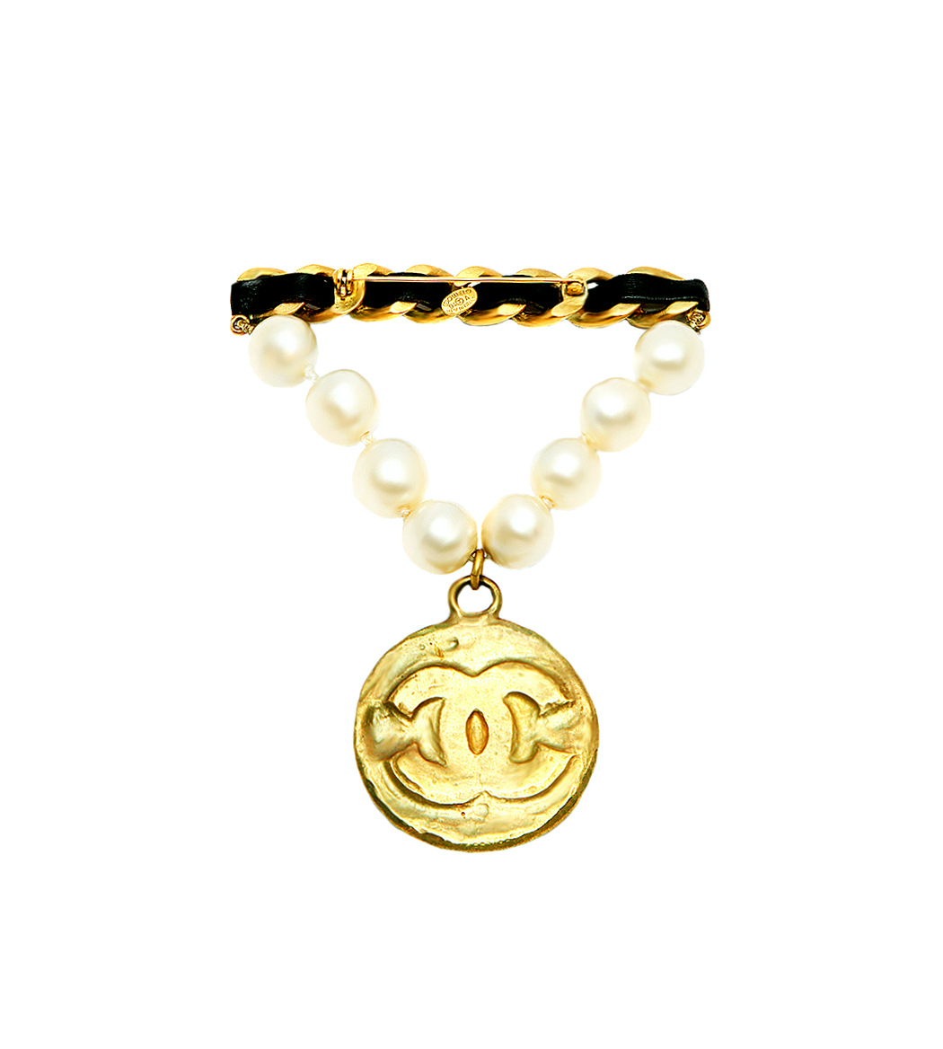 Chanel Pearl Medal Brooch