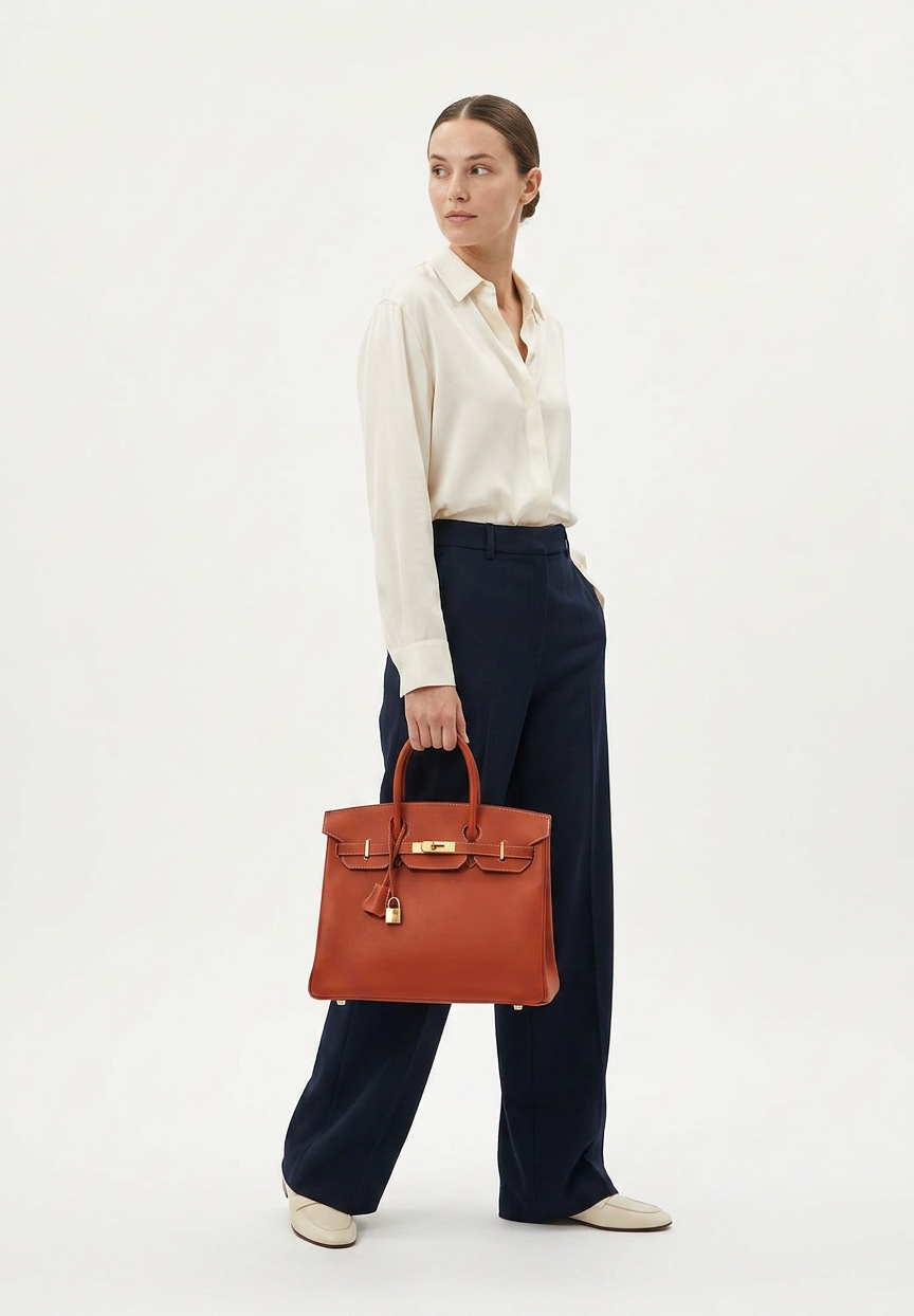Hermès HAC Birkin 32 Brique Box Bag