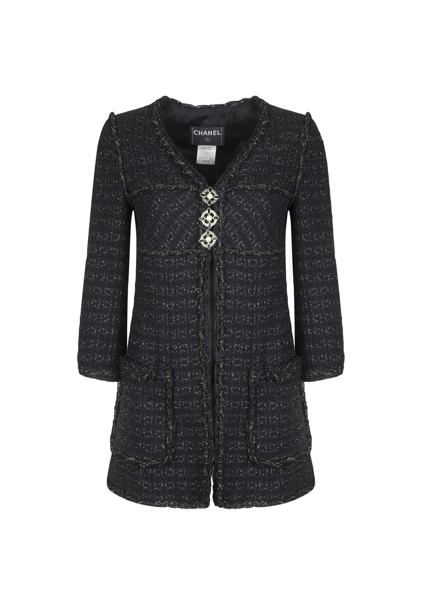 Black Decorative-Hardware Chanel Jacket