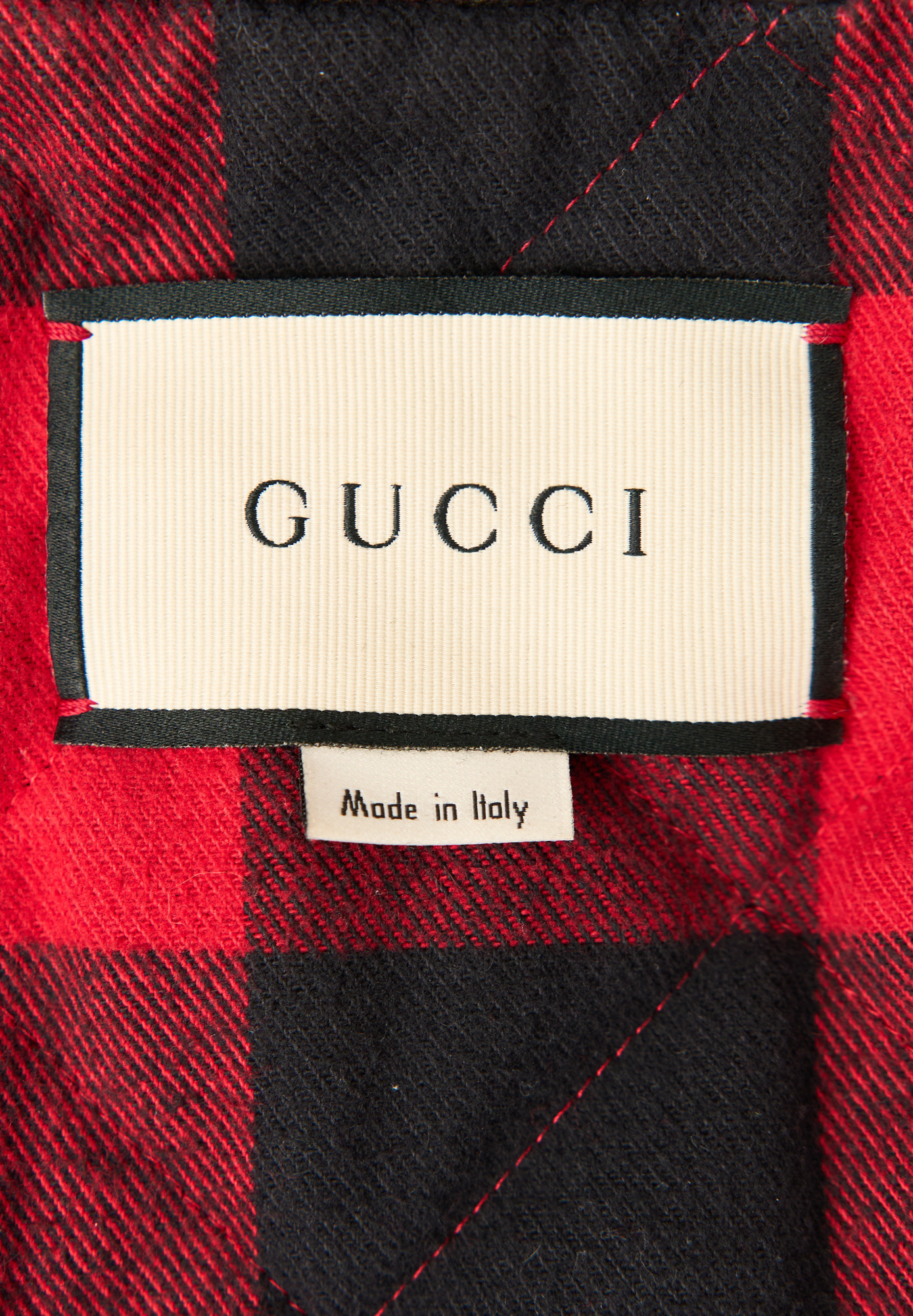 Gucci Black Leather Jacket With Embroidery And Rivets