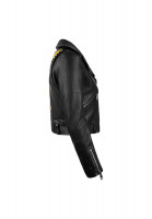 Gucci Black Leather Jacket With Embroidery And Rivets