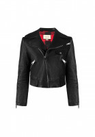 Gucci Black Leather Jacket With Embroidery And Rivets