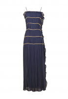 Chanel Dark Blue Silk Dress With Chains