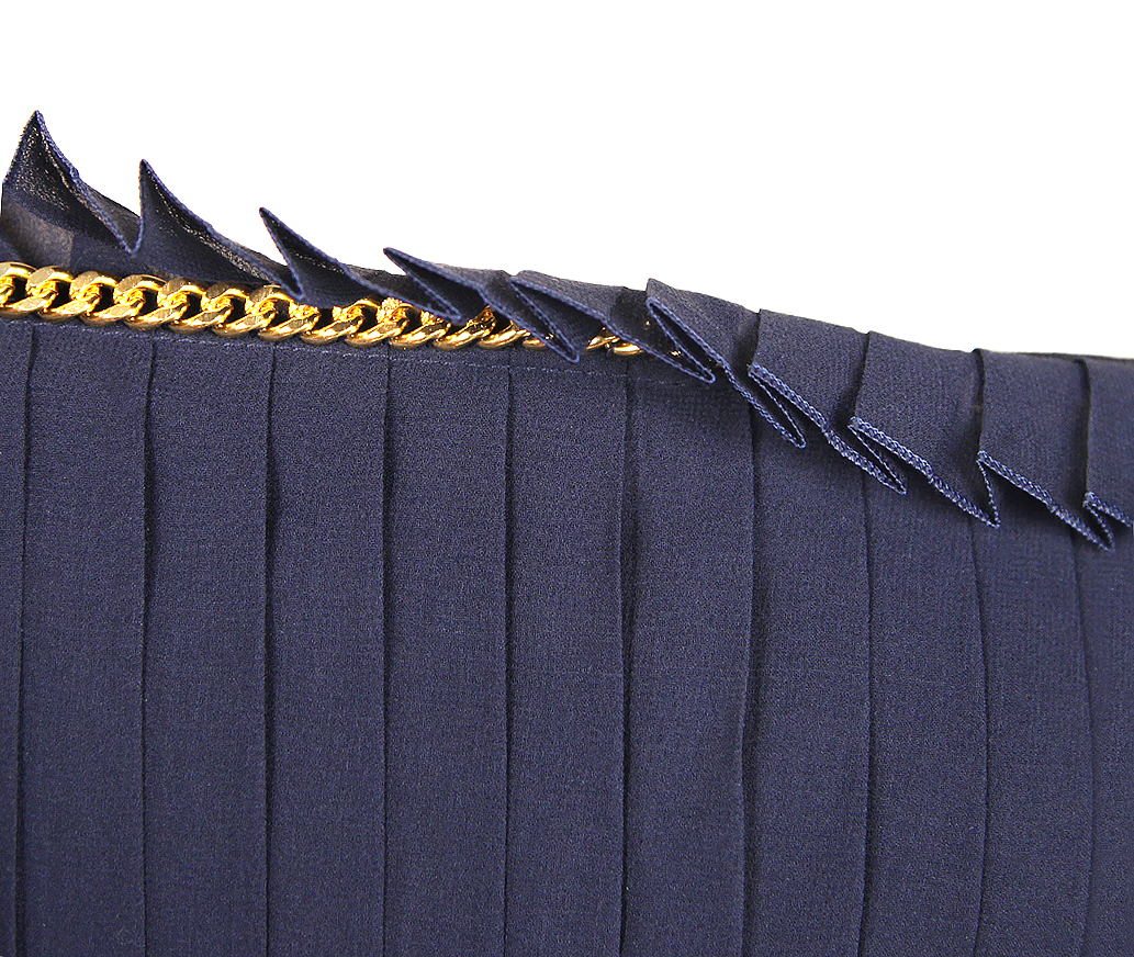 Chanel Dark Blue Silk Dress With Chains
