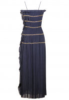 Chanel Dark Blue Silk Dress With Chains