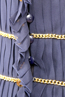 Chanel Dark Blue Silk Dress With Chains