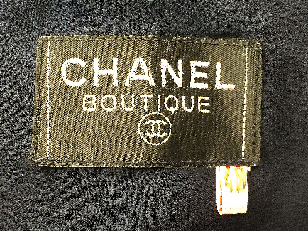 Chanel Dark Blue Silk Dress With Chains