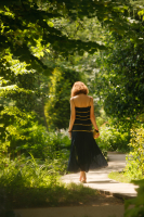 Chanel Dark Blue Silk Dress With Chains
