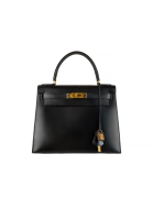 Hermès Kelly 28 Noir Box Leather Sellier Bag