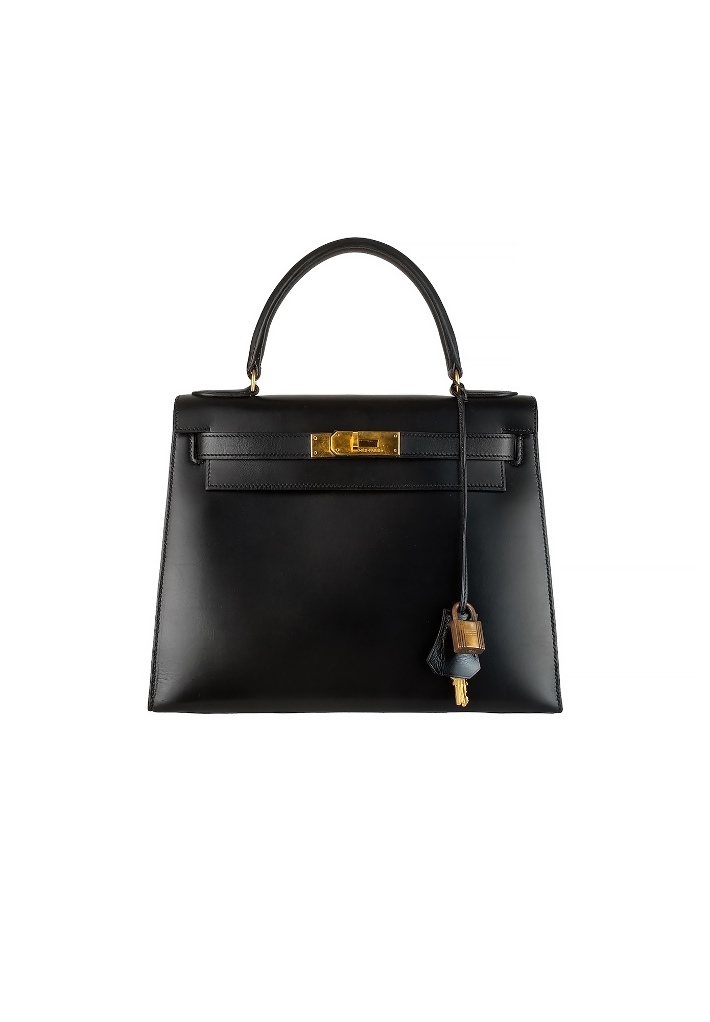 Hermès Kelly 28 Noir Box Leather Sellier Bag