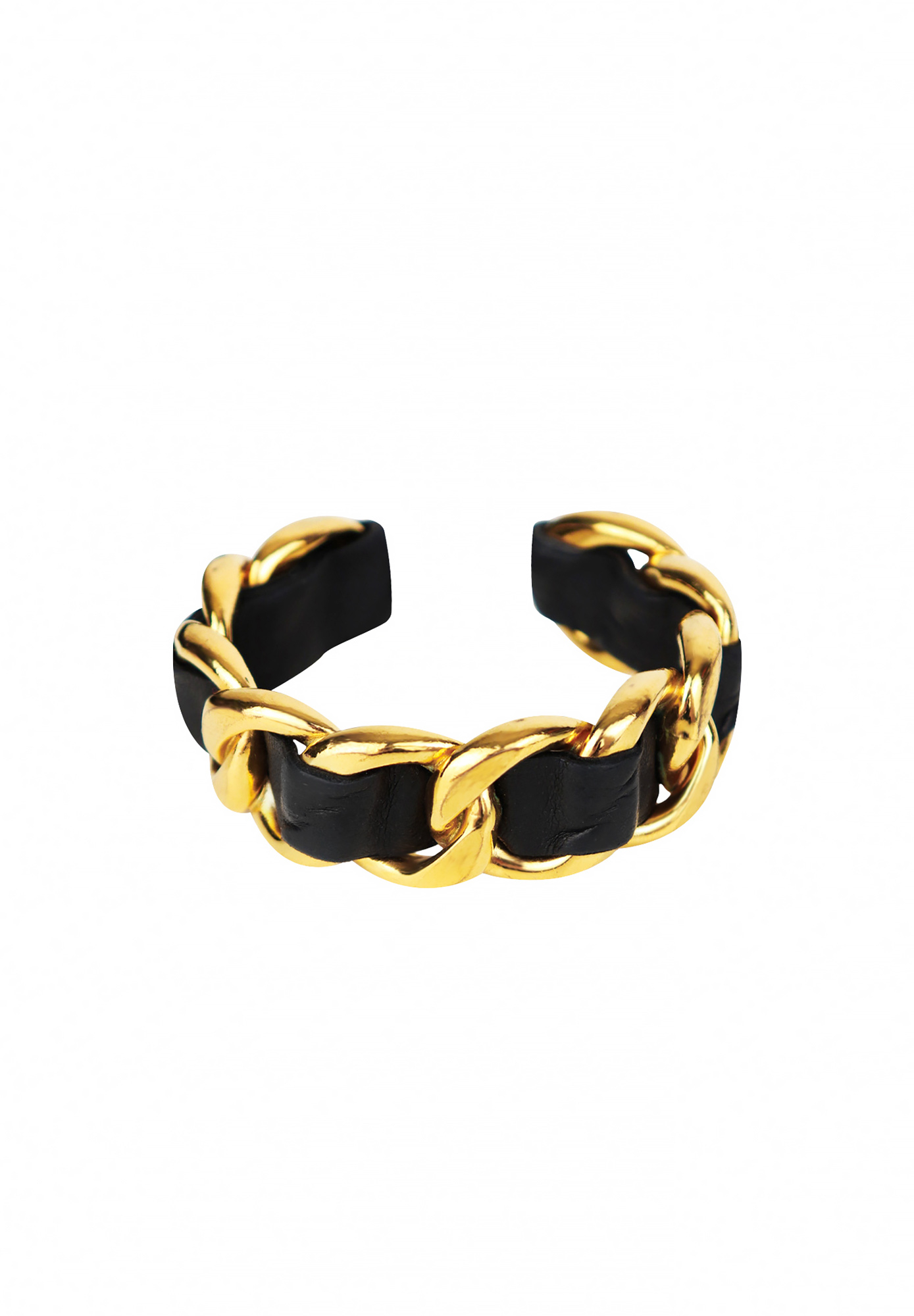 Chanel Cuff Bracelet With Leather Weave