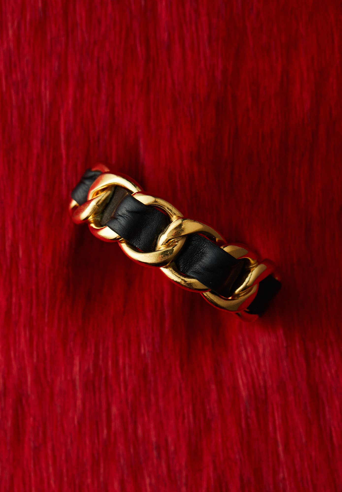 Chanel Cuff Bracelet With Leather Weave