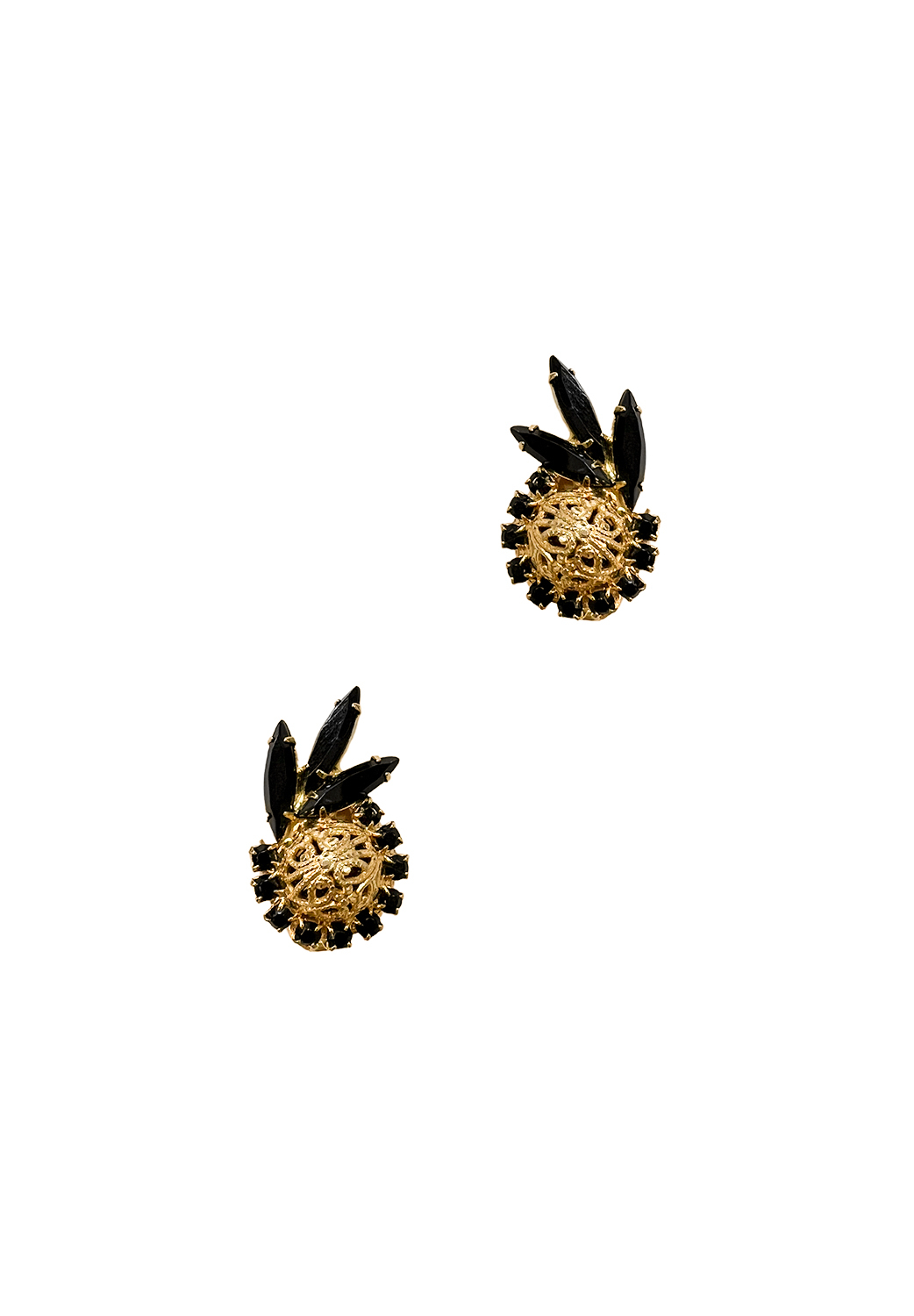 Black Crystals Clip-on Earrings