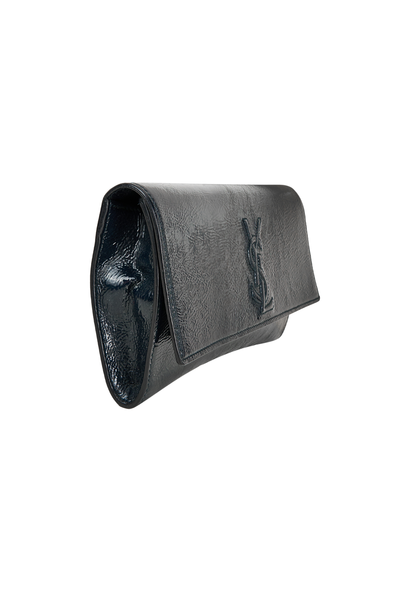 Yves Saint Laurent Navy Patent Leather Clutch