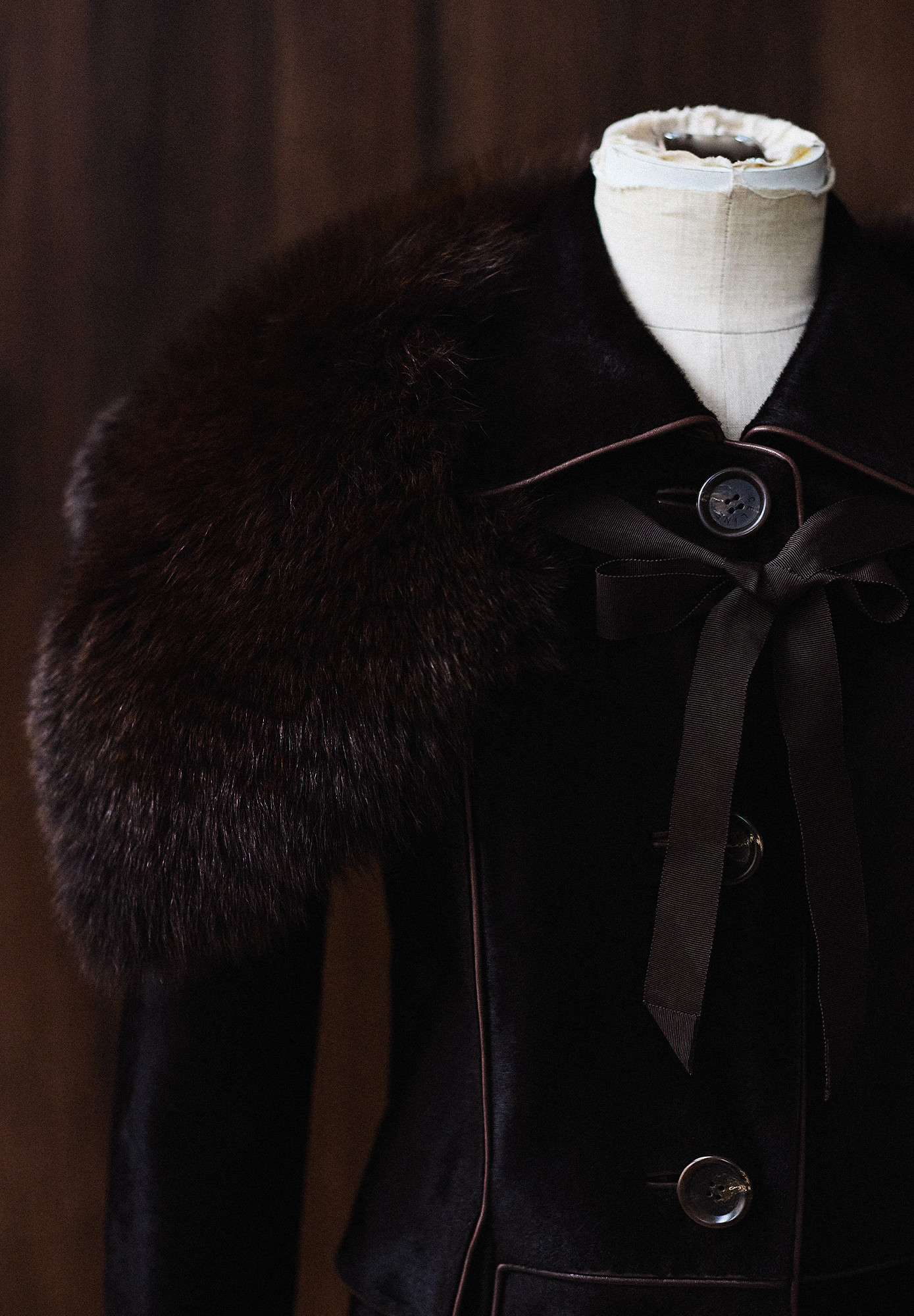 Celine Coat with Fur Collar