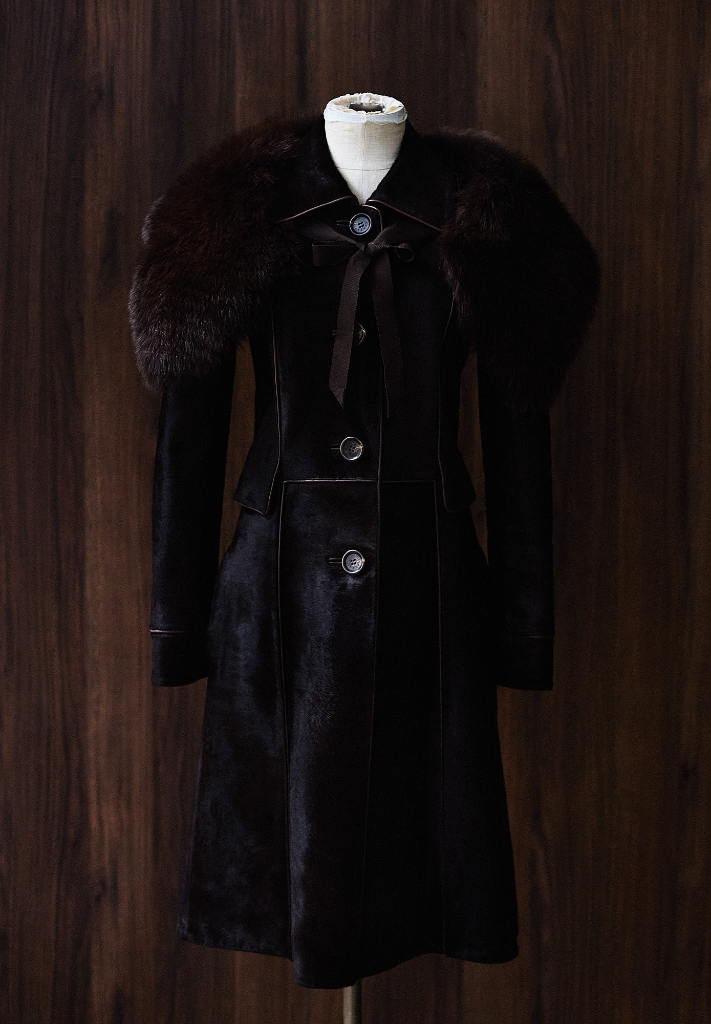Celine Coat with Fur Collar