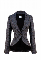 Chanel Dark Blue Tweed Jacket With Lurex