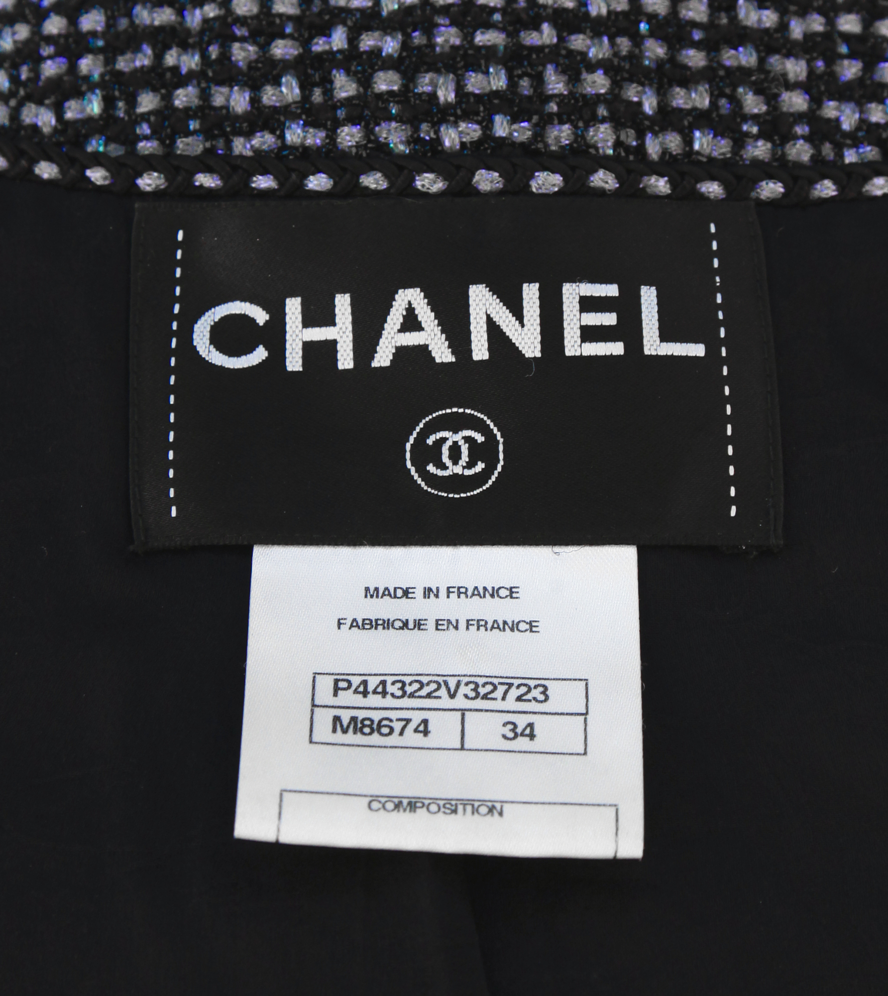 Chanel Dark Blue Tweed Jacket With Lurex
