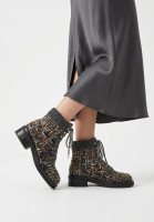 Chanel Tweed Boots With Logo
