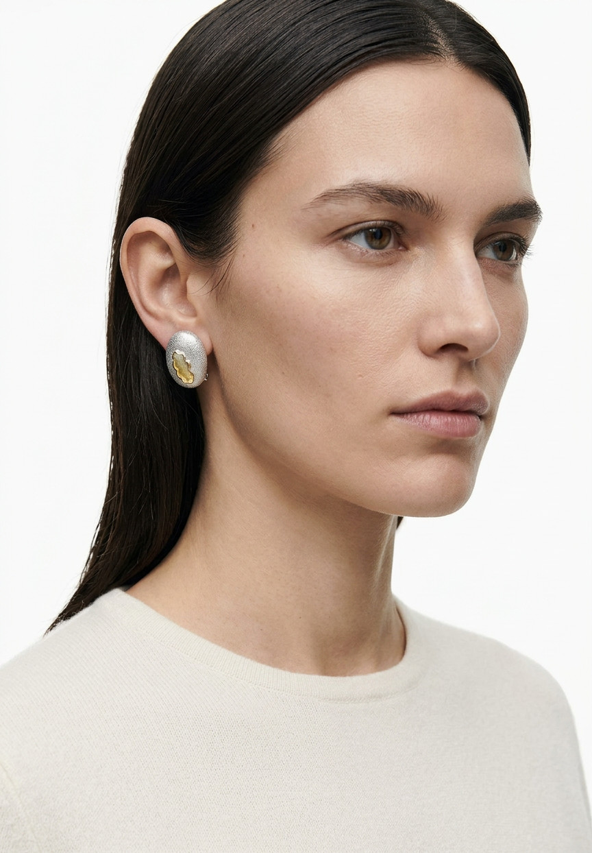 Courrèges Silver Clip-on Earrings