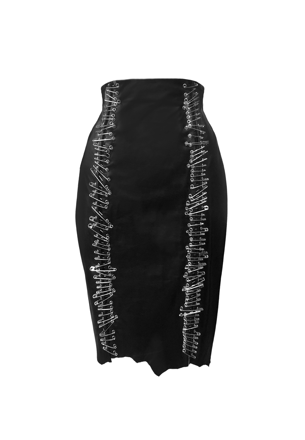 Pierre Balmain Black Leather Skirt
