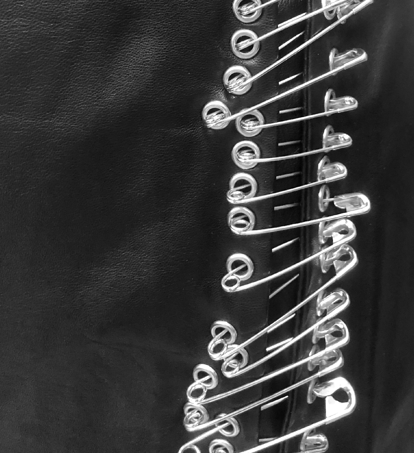 Pierre Balmain Black Leather Skirt