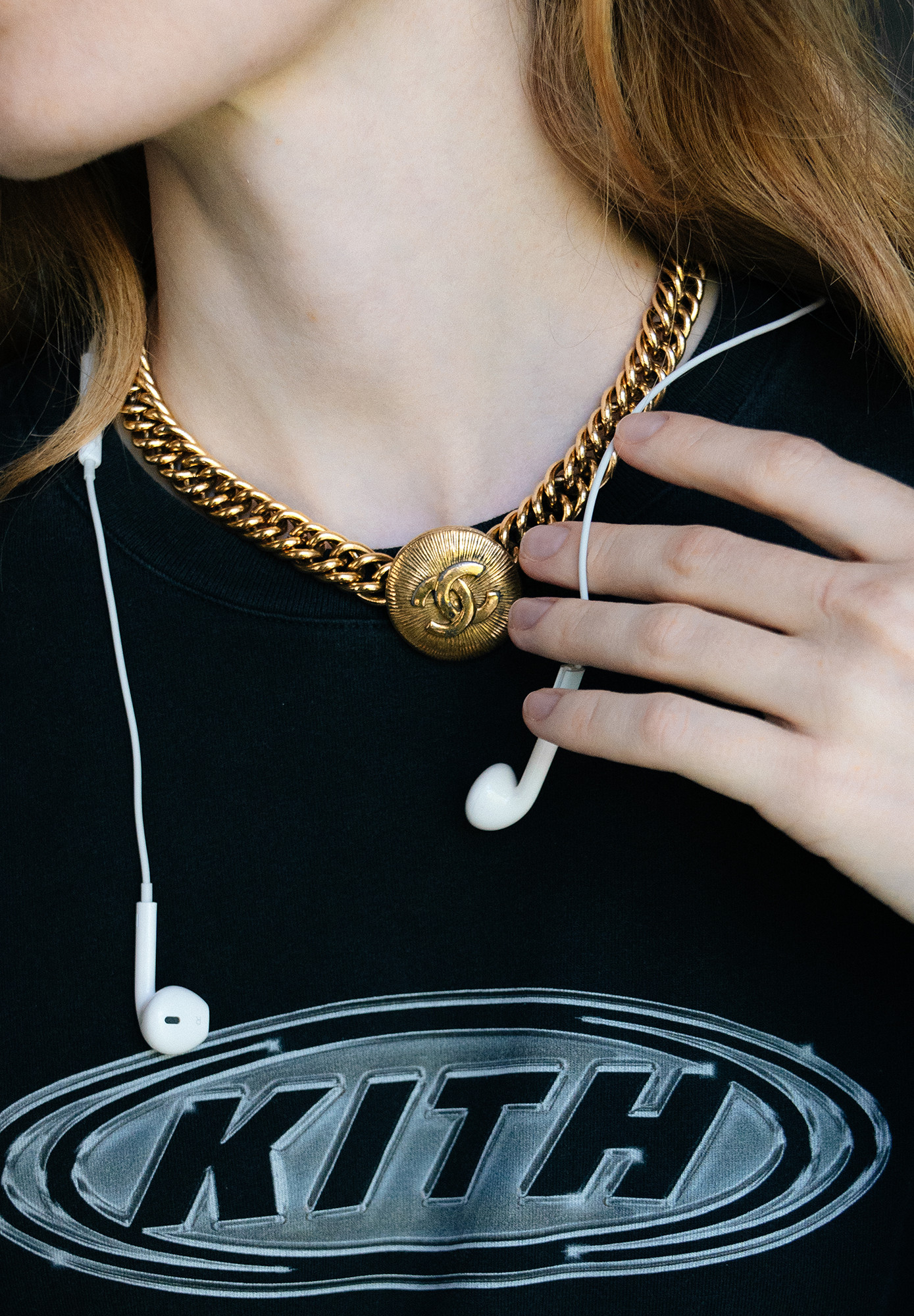 Chanel Chain Necklace With Logo Pendant