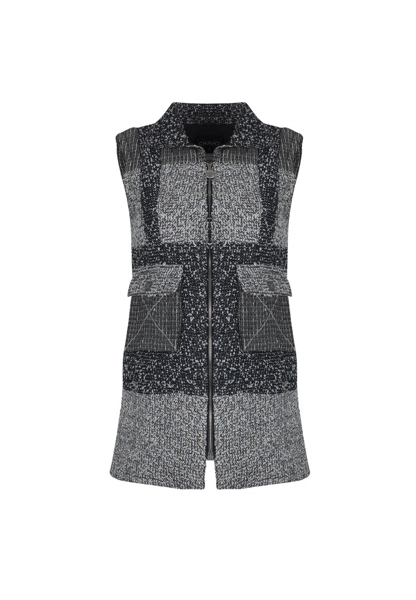 Chanel Gray Tweed Cape Vest