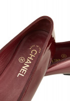 Chanel Burgundy Logo Ballet Flats