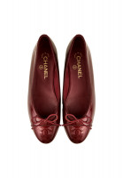 Chanel Burgundy Logo Ballet Flats