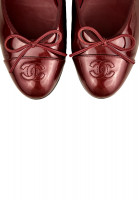 Chanel Burgundy Logo Ballet Flats