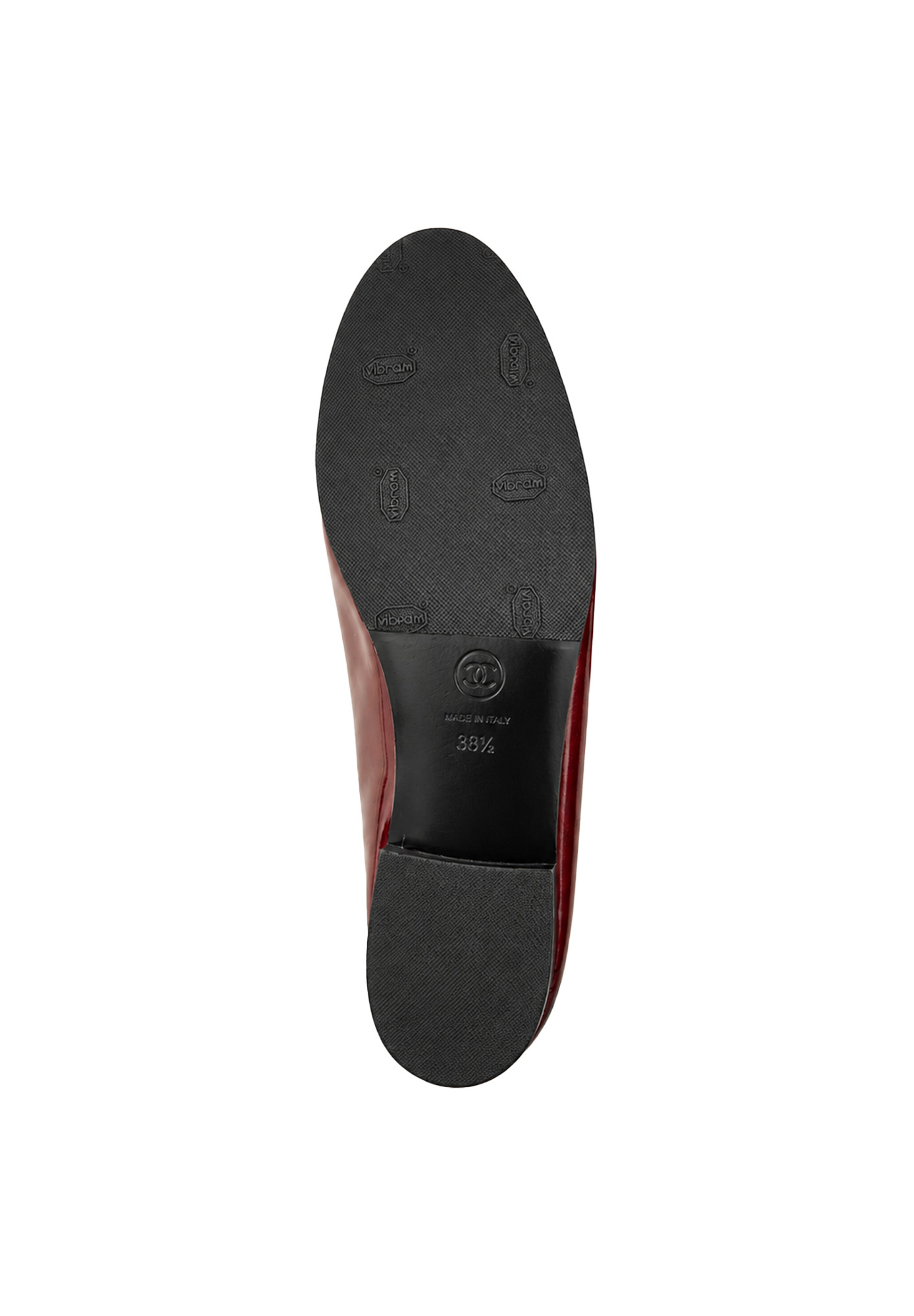 Chanel Burgundy Logo Ballet Flats