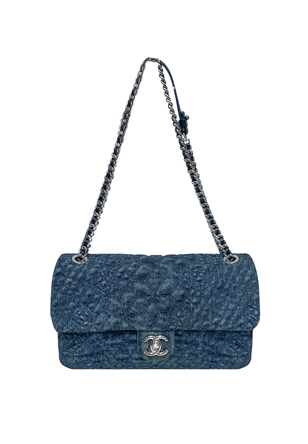 Chanel Denim Camellia Flap Bag