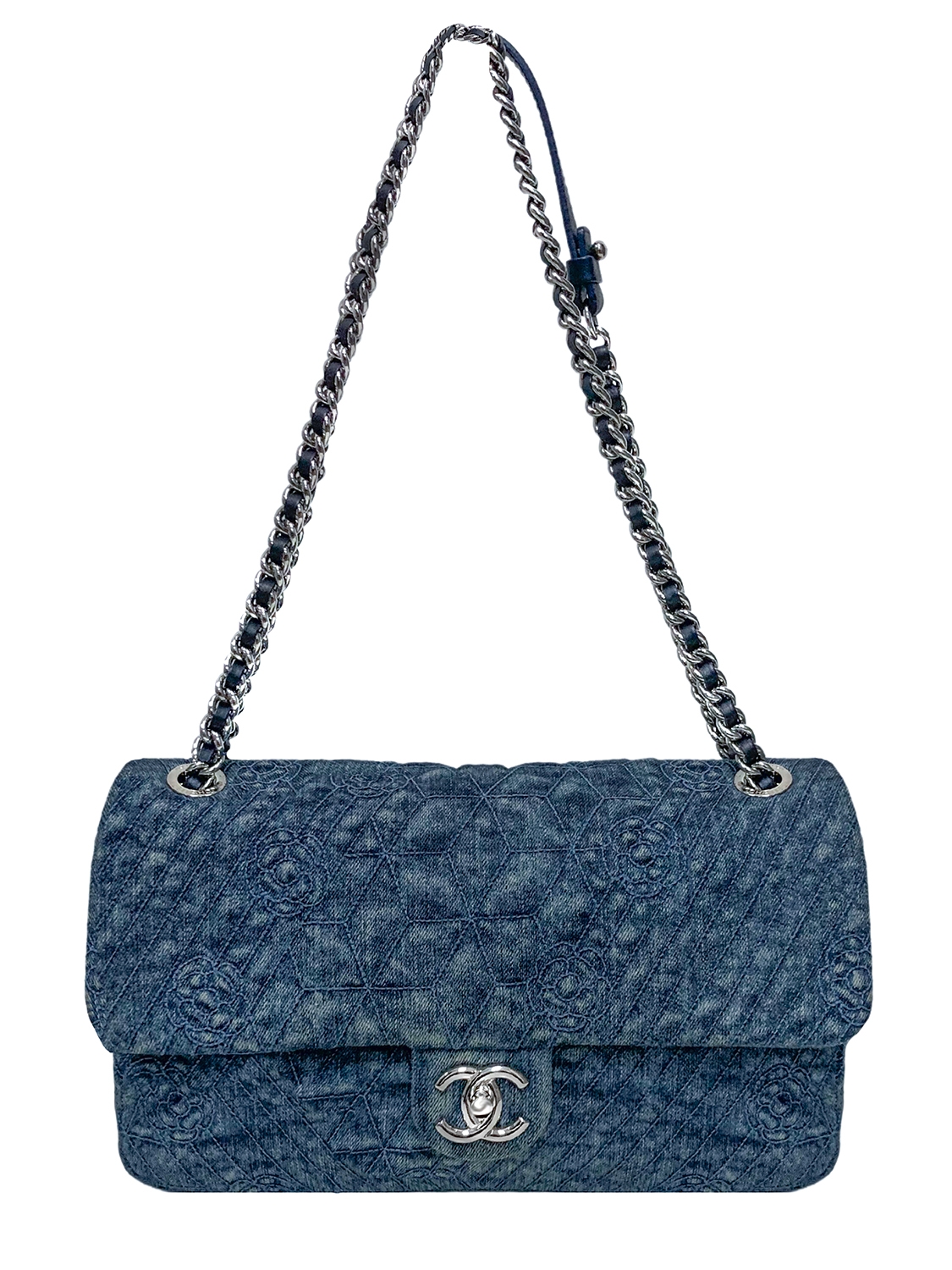 Chanel Denim Camellia Flap Bag