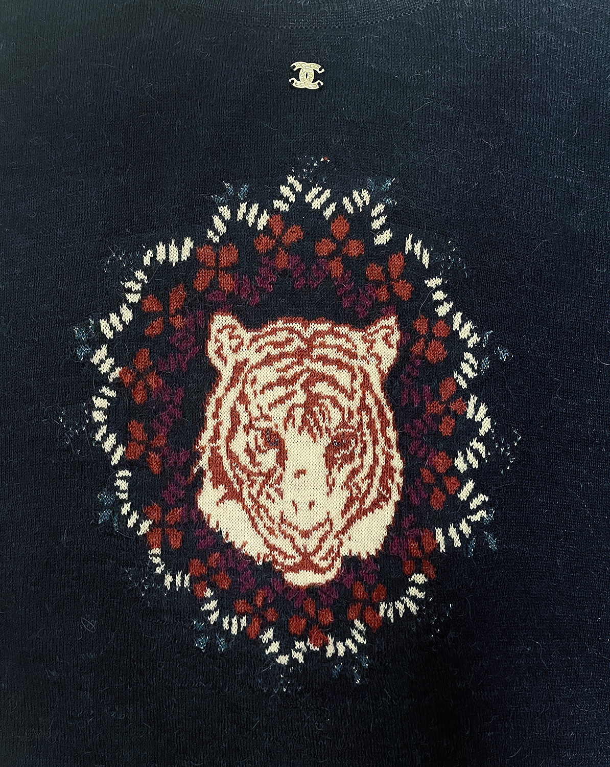 Chanel Blue Tiger Sweater