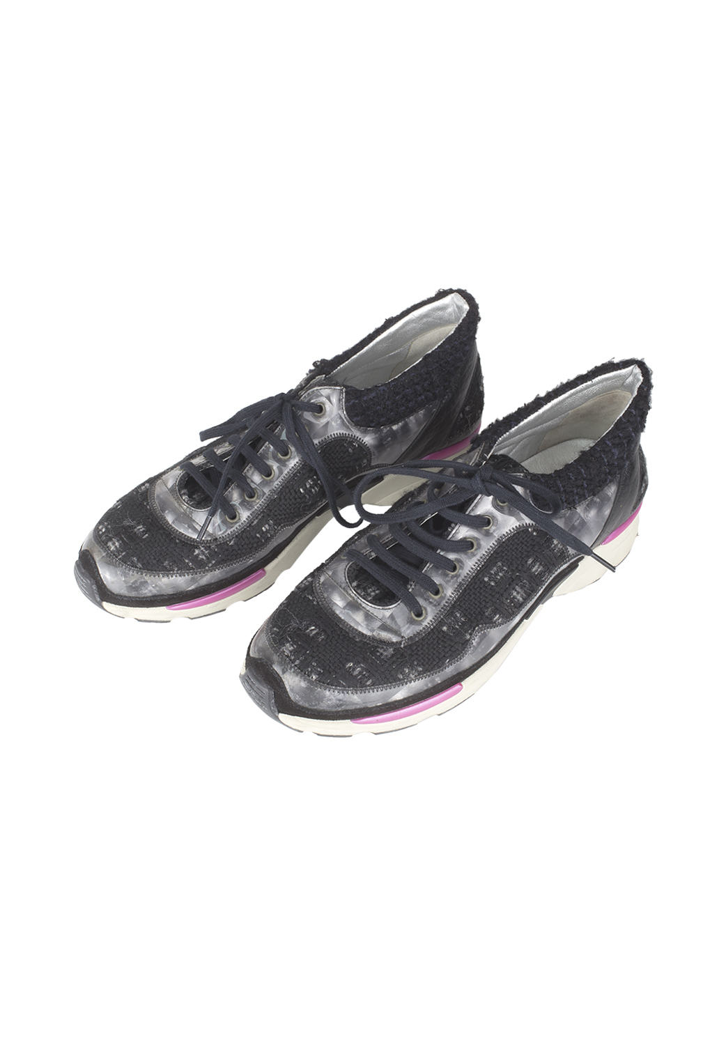 Chanel Black Tweed Sneakers