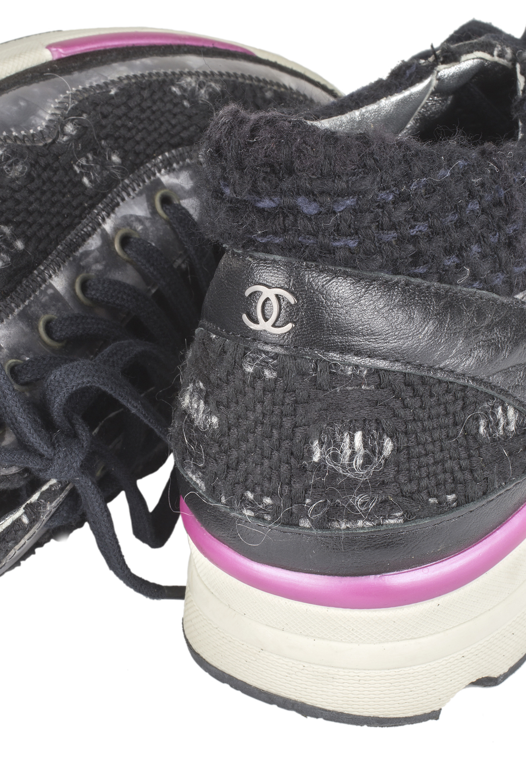 Chanel Black Tweed Sneakers