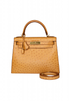 Hermès Kelly 28 Cognac Ostrich Bag
