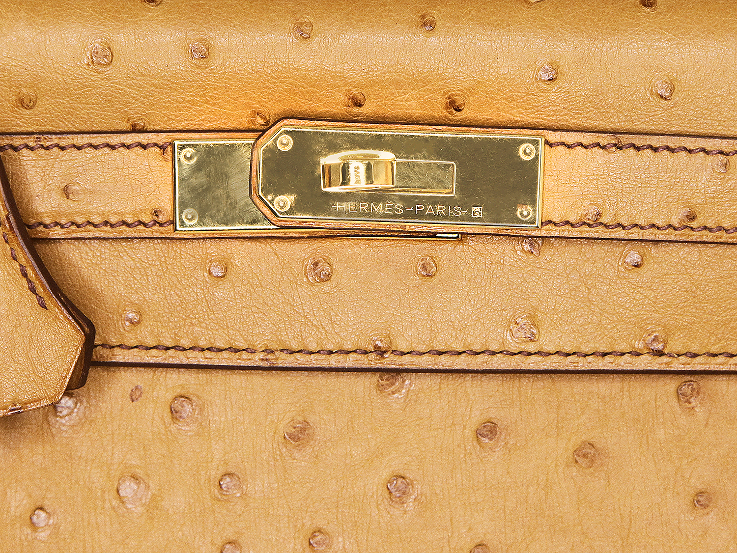 Hermès Kelly 28 Cognac Ostrich Bag