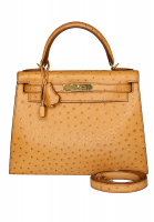 Hermès Kelly 28 Cognac Ostrich Bag