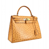 Hermès Kelly 28 Cognac Ostrich Bag