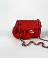 Chanel Chain Around Red Quilted Leather Messenger Bag
