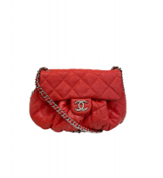 Chanel Chain Around Red Quilted Leather Messenger Bag