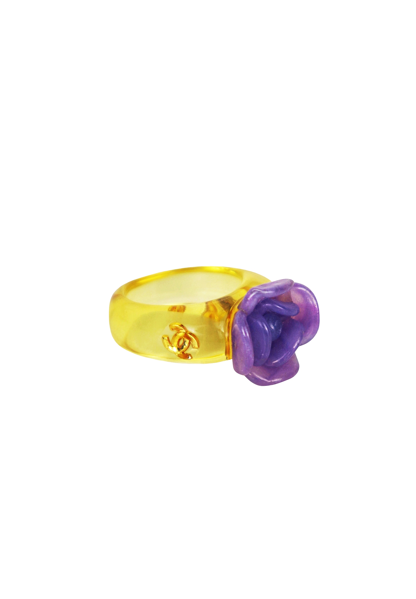 Chanel Yellow Ring With Camellia