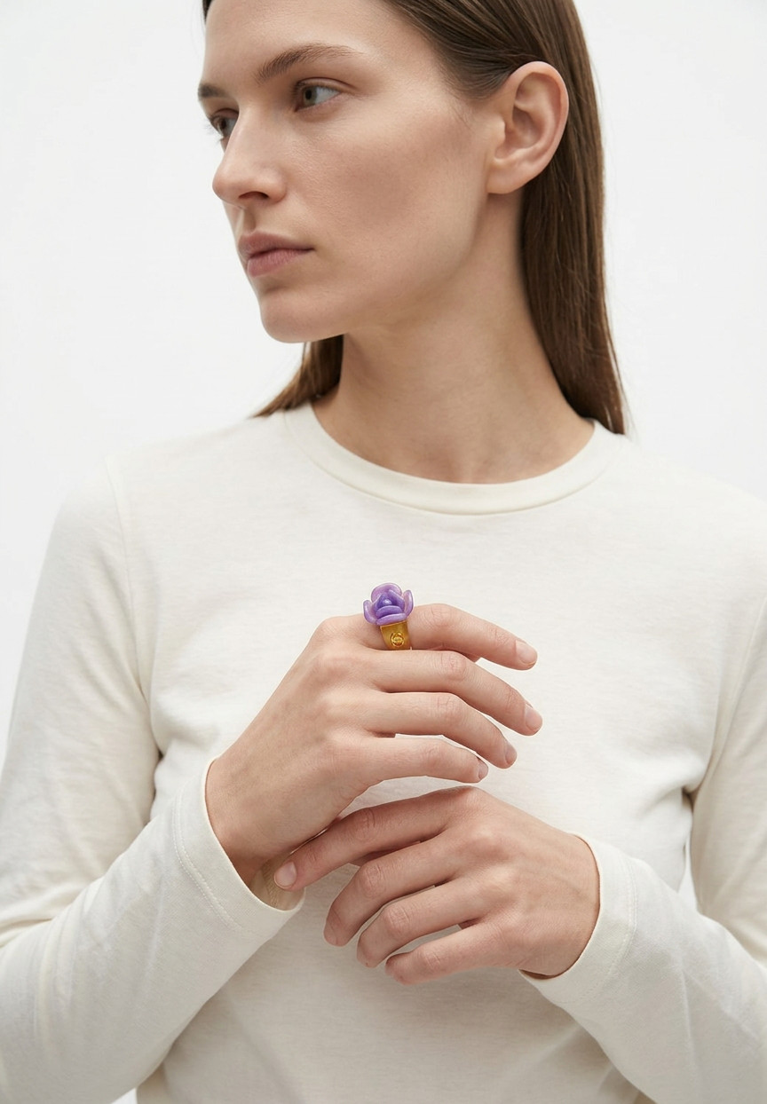Chanel Yellow Ring With Camellia