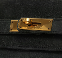 Hermès Kelly 28 Suede Noir Bag