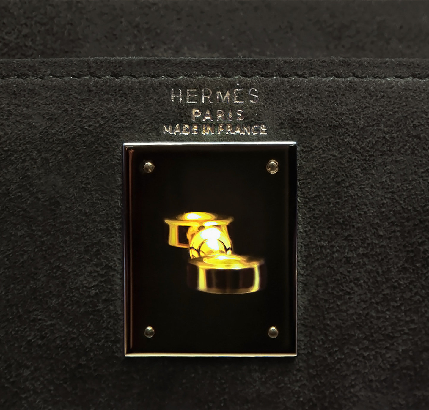 Hermès Kelly 28 Suede Noir Bag